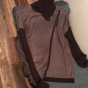 Ivanka Trump Black & White Knit Cowl Neck Sweater